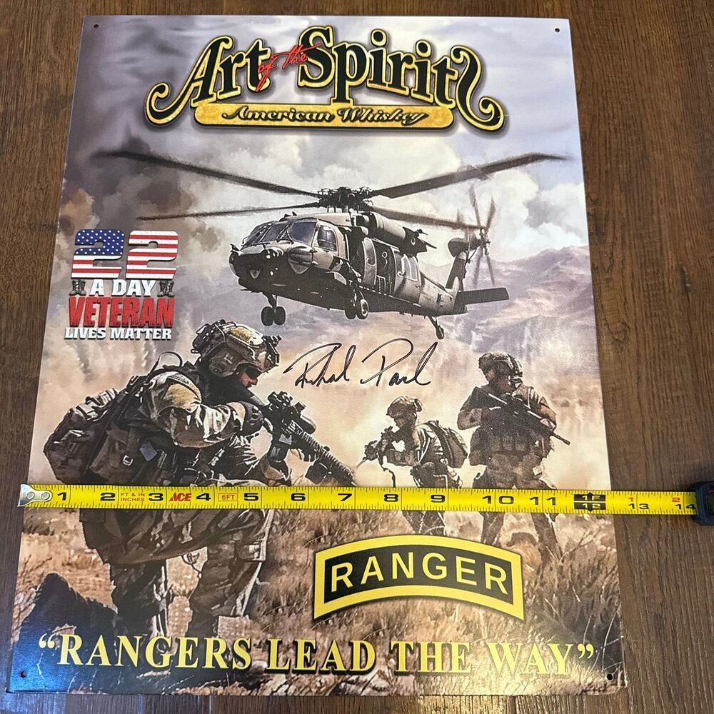 Art of the Spirits Whiskey Metal Bar Sign SIGNED | Ranger Military Wall Art - Picture 2 of 6
